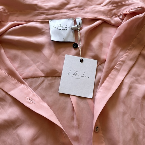 New L’Academie Blush Maxi Shirt Dress Size Small - Picture 3 of 3